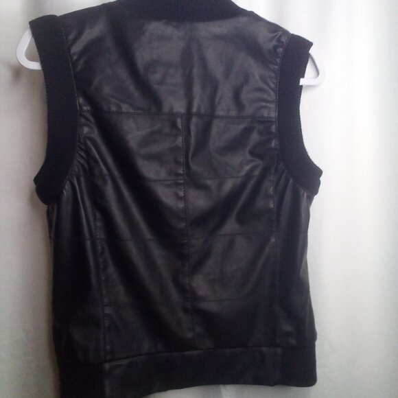 CCi Sono by Cavalini Vest Faux Leather Pockets Full Zip Black - Picture 5 of 16